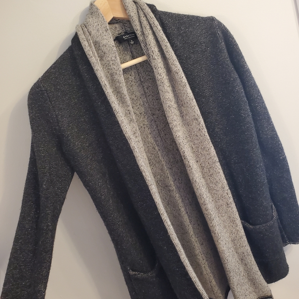 Babaton XS Cashmere Wool Soft Cardigan Beekman Open Sweater Black Grey Aritzia